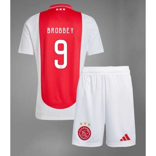 Otroški Nogometni dresi Ajax Brian Brobbey #9 Domači 2024-25 Kratek Rokav (+ Kratke hlače)